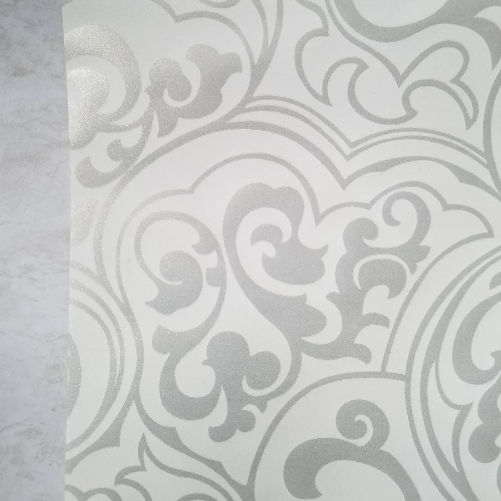 Wallpaper Her Divine Silver Glitter Swirls